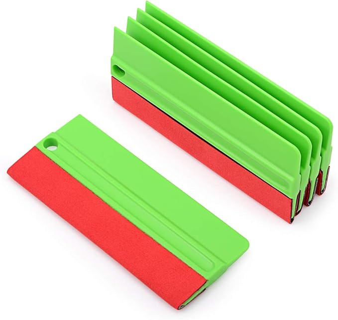 NEWISHTOOL 5 Inch Big Buffer Felt Squeegee for Vinyl Sensitive Materials Tinting Film Wrap Application Wallpaper Smoothing Sticker Decals Installation 5 PCS Scratch-Free Soft Plastic Card Scraper Tool
