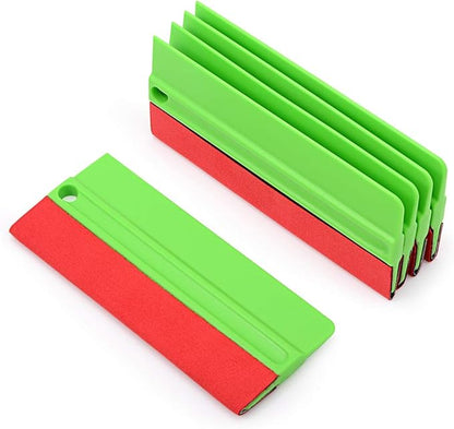 NEWISHTOOL 5 Inch Big Buffer Felt Squeegee for Vinyl Sensitive Materials Tinting Film Wrap Application Wallpaper Smoothing Sticker Decals Installation 5 PCS Scratch-Free Soft Plastic Card Scraper Tool