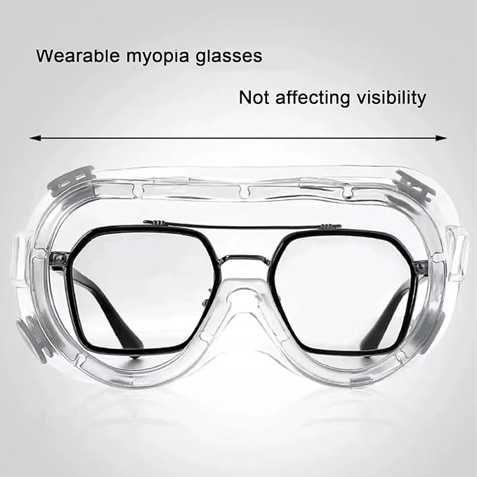 AmaStep Safety Goggles 6 Pack - Anti-Fog Protective Safety Glasses - Clear Lens Adjustable Soft Lightweight Protection Eyewear