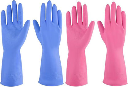IUCGE Rubber gloves dishwashing 2 or 4 Pairs for Kitchen,Cleaning gloves for household Reuseable.