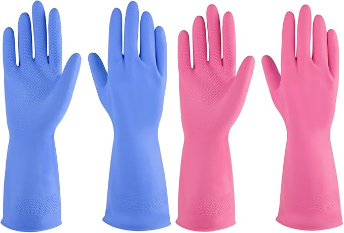 IUCGE Rubber gloves dishwashing 2 or 4 Pairs for Kitchen,Cleaning gloves for household Reuseable.