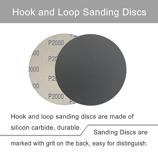 6 Inch 50 Pcs Wet Dry Sanding Discs Hook and Loop, 2000 Grit Sandpaper Automotive Wood Metal Polishing & Sanding, Silicon Carbide Sand Paper for Random Orbital Sander (Grit 2000)