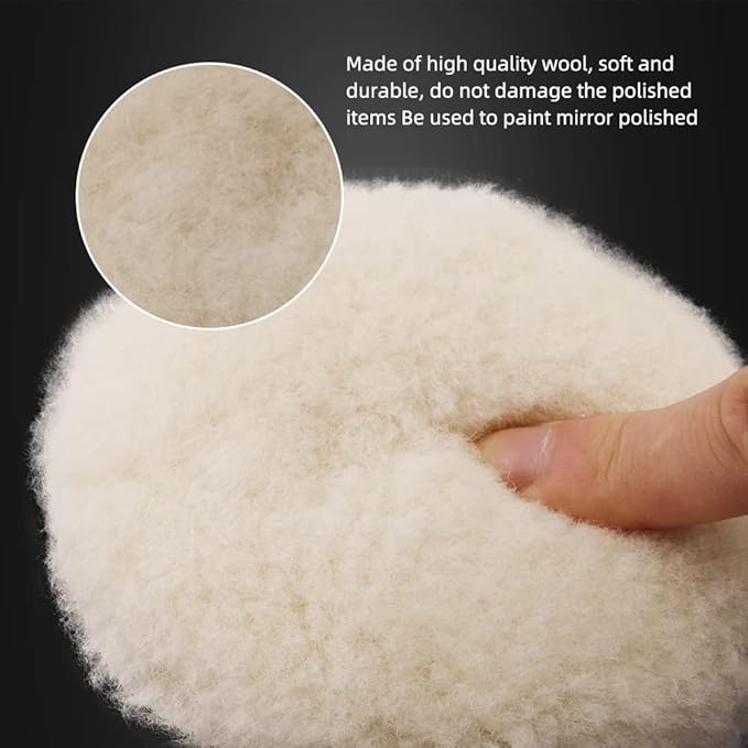 SPTA Wool Buffing Polishing Pads, 3Pcs 5 Inch (125mm) Wool Cutting Pad, Wool Compounding Pad, Buffing and Polishing Pads Buffing Wheel for 5 Inch Car Polisher Compounding, Polishing, Buffing