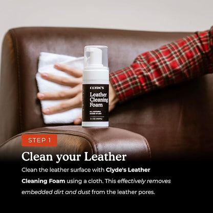 Clyde's™ 4-Step Leather Recoloring Kit | Includes Brush and Lint-Free Towels | Cleans, Restores, and Protects Your Leather