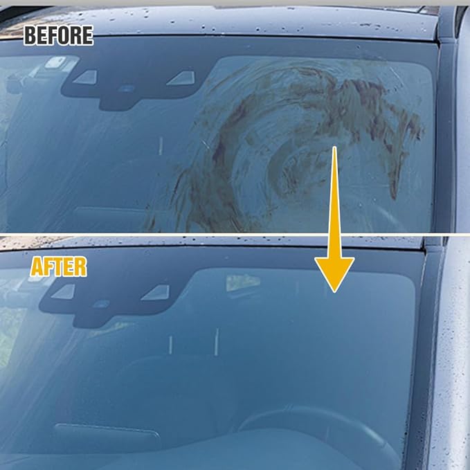Automotive Oil Film Cleaning Brush, Car Glass Oil Film Cleaner Glass Cleaning Board Cleaning Wipe Windshield Cleaner, Glass Oil Film Remover for Windshield Improves Clarity Visibility (2, Yellow)