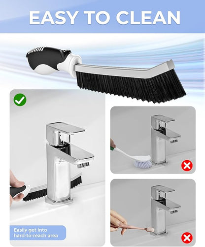 Cleangor Crevice Cleaning Brushes, Serrated Scrub Brush Tool for Hard to Reach Tight Space, Cleaner Brushes, Cleaning Supplies, Home Essentials for Shower, Bathroom, Kitchen, Window, Toilet, Sink