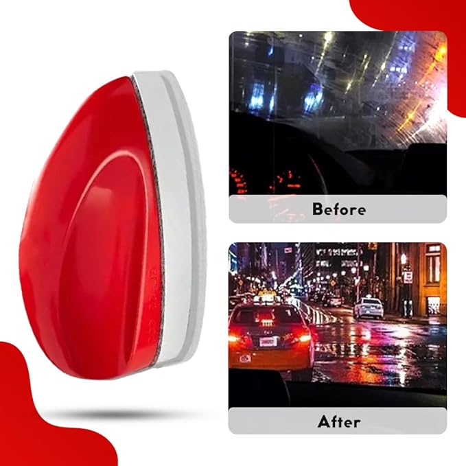 Automotive Oil Film Cleaning Brush, Car Glass Oil Film Cleaner Glass Cleaning Board Cleaning Wipe Windshield Cleaner, Glass Oil Film Remover for Windshield Improves Clarity Visibility (2, Red)