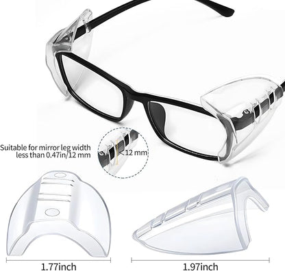 Creztail Flexible Glasses Side Shields, Slip-On Safety Shields for Eyeglasses, Side Guards for Standard Frames