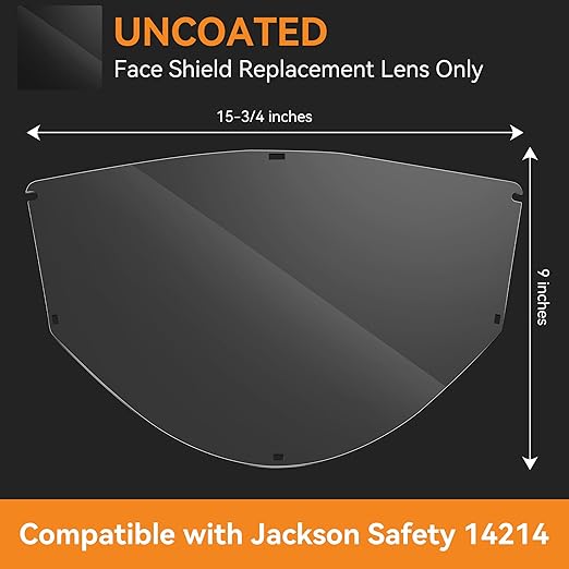 Feekoon 1 Pack Replacement Window Compatible with Jackson Safety MAXVIEW Premium Face Shield Mask, Face Shield Replacement Lens for Grinding, Cutting, Clear Tint, Polycarbonate, Uncoated