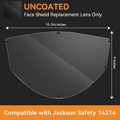 Feekoon 1 Pack Replacement Window Compatible with Jackson Safety MAXVIEW Premium Face Shield Mask, Face Shield Replacement Lens for Grinding, Cutting, Clear Tint, Polycarbonate, Uncoated
