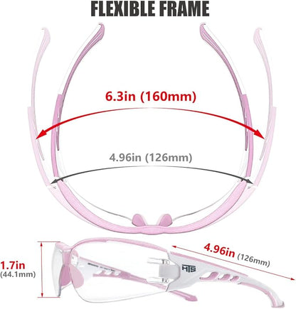 HTS HUNTERSKY Super Flexible Lightweight Anti Fog Wrap-Around U6 Clear Shooting Safety Glasses with ANSI Z87.1 Scratch Resist