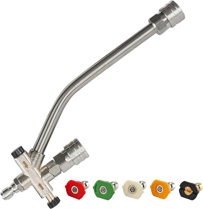 Hourleey Foam Cannon Dual-Connector Accessory, Pressure Washer Double Tip Attachment for Soap Cannon with 5 Power Washer Sprayer Nozzles, 1/4" Quick Connect, 4000 PSI