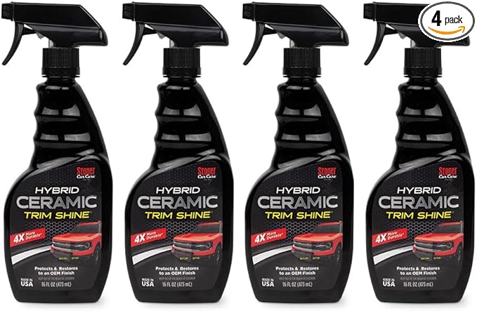 Stoner Car Care 92333-4PK Hybrid Ceramic Trim Shine – Restores Faded Plastic & Vinyl to OEM Finish, Long Lasting Water-Based UV Protection for Interior & Exterior Trim – 16 fl oz (Pack of 4)