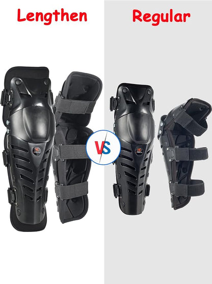 Motorcycle Knee Shin Guards, Long Leg Protection Crash Proof Motorcycle Knee Protection Bendable Adjustable MTB Knee Pads for Men Motocross Gear