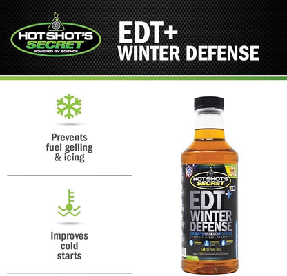 Hot Shot's Secret EDT+ Winter Defense 32oz, 7-in-1 Anti-Gel Diesel Fuel Additive – Prevents Gelling, Protects Fuel System, Diesel Additive Improves Cold Starts, Boosts Cetane