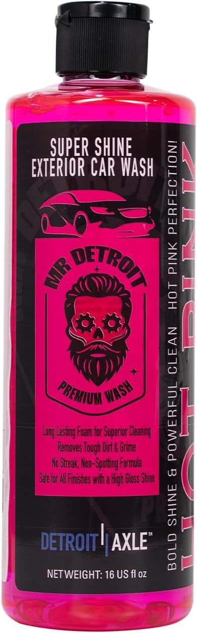 Mr. Detroit - 3pc Car Wash Kit with Foam Blaster, 16oz Car Soap, Chenille Wash Glove, Scratch-Free Cleaning Foam Gun Streak-Free Exterior Cleaner for Auto Cleaning & Home Use