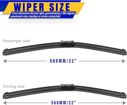 2 wipers Factory Replacement for 2014-2018 Chevy Chevrolet Silverado GMC Sierra Original Equipment Replacement Front Wiper Blades - 22"/22" (Set of 2) Top Lock