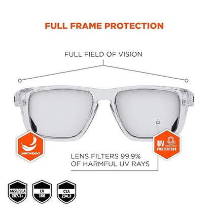 Ergodyne Skullerz SIXTEN Safety Glasses with Side Shields, Anti Fog + Anti Scratch, ANSI z87.1 with Protective Microfiber Eyewear Cleaning & Storage Bag