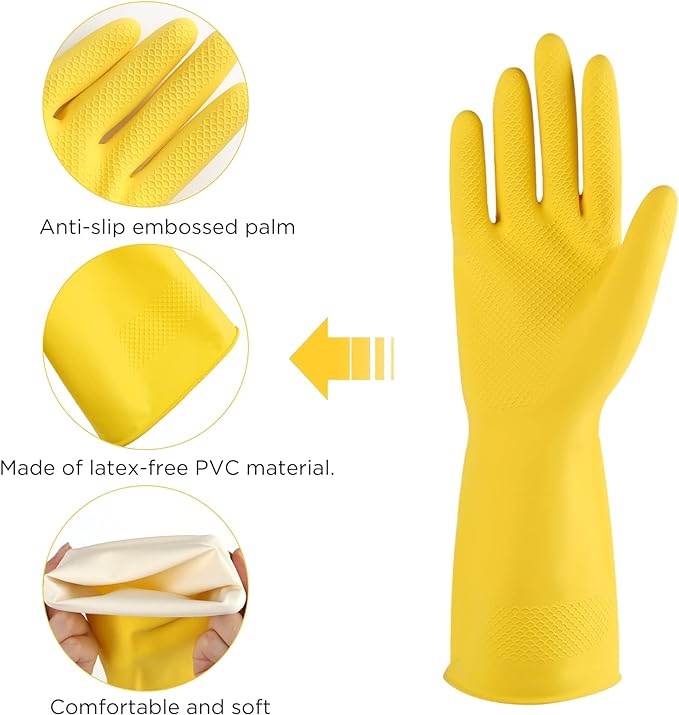 IUCGE Rubber gloves dishwashing 2 or 4 Pairs for Kitchen,Cleaning gloves for household Reuseable.