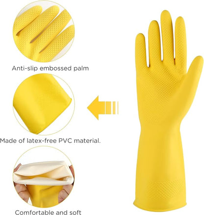 IUCGE Rubber gloves dishwashing 2 or 4 Pairs for Kitchen,Cleaning gloves for household Reuseable.