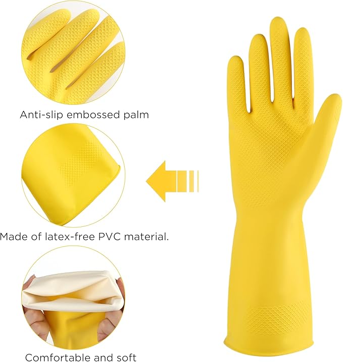 IUCGE Rubber gloves dishwashing 2 or 4 Pairs for Kitchen,Cleaning gloves for household Reuseable.