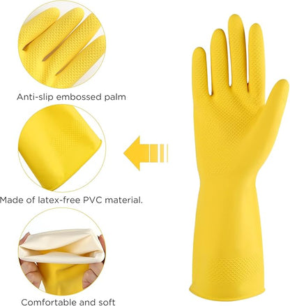 IUCGE Rubber gloves dishwashing 2 or 4 Pairs for Kitchen,Cleaning gloves for household Reuseable.