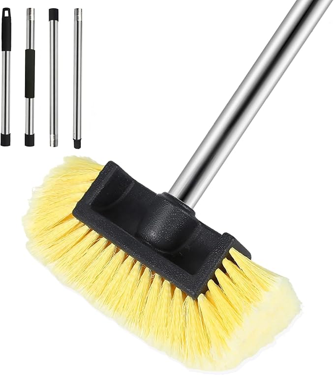 Car Wash Brush with Long Handle – Five-Sided Soft Bristle Brush for Car, Truck, SUV, RV, Boat & House Siding Cleaning