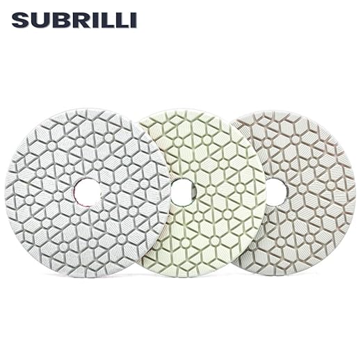 3 Step Diamond Polishing Pads for Granite Quartz Marble Concrete Terrazzo-4" 9 Pcs Set,3.5mm Thicker