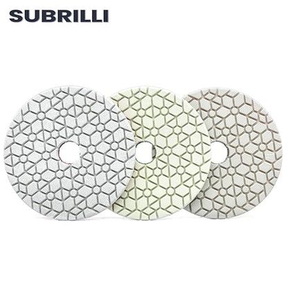 3 Step Diamond Polishing Pads for Granite Quartz Marble Concrete Terrazzo-4" 9 Pcs Set,3.5mm Thicker