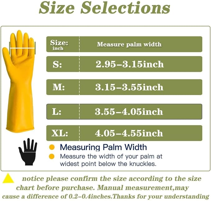 Vsootal 8 Pairs Reusable Household Cleaning Gloves, Rubber Kitchen Dishwashing Gloves,Extra Thickness, Long Sleeves, for Washing Dishes, Pet Care(X-Large, Yellow)
