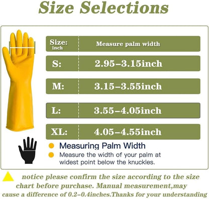Vsootal 8 Pairs Reusable Household Cleaning Gloves, Rubber Kitchen Dishwashing Gloves,Extra Thickness, Long Sleeves, for Washing Dishes, Pet Care(Large, Yellow)
