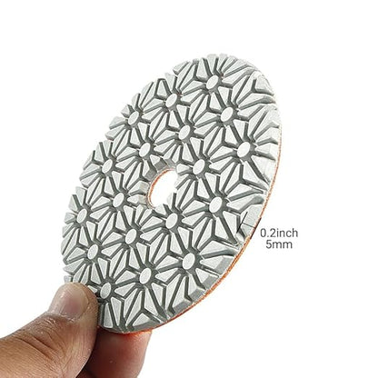 LOZLIN 4PCS 4 Inch 3 Steps Water-Worn Wet Polishing Pad Sharp Flexible 100mm Diamond Polishing Pads for Granite Marble Stone Concrete Sanding Disc