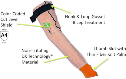 MAGID M-GARD DX Technology ANSI A4 Cut-Resistant Arm Sleeve with Thumb Slot, 12 Pair, 22” Length, Orange