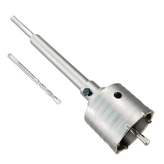 2-1/2" Concrete Hole Saw, Tungsten Steel Core Bit for Cinder Block, Brick, Rock, Plank Walls for Pipes or mini Split Lines, with SDS Plus Shank and 2 Center Positioning Drill Bits.