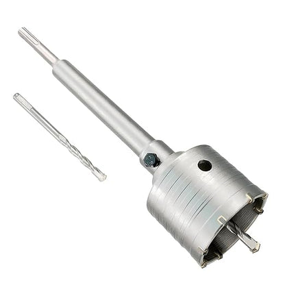 2-1/2" Concrete Hole Saw, Tungsten Steel Core Bit for Cinder Block, Brick, Rock, Plank Walls for Pipes or mini Split Lines, with SDS Plus Shank and 2 Center Positioning Drill Bits.