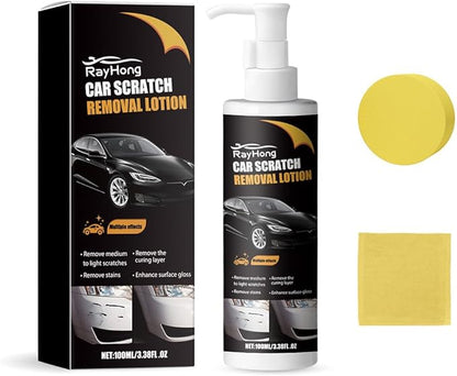 Wax Polishing Compound & Scratch Remover,Scratch Repair Wax for Car,Premium Car Scratch Remover Kit with Wipe & Sponge,White (Lotion)
