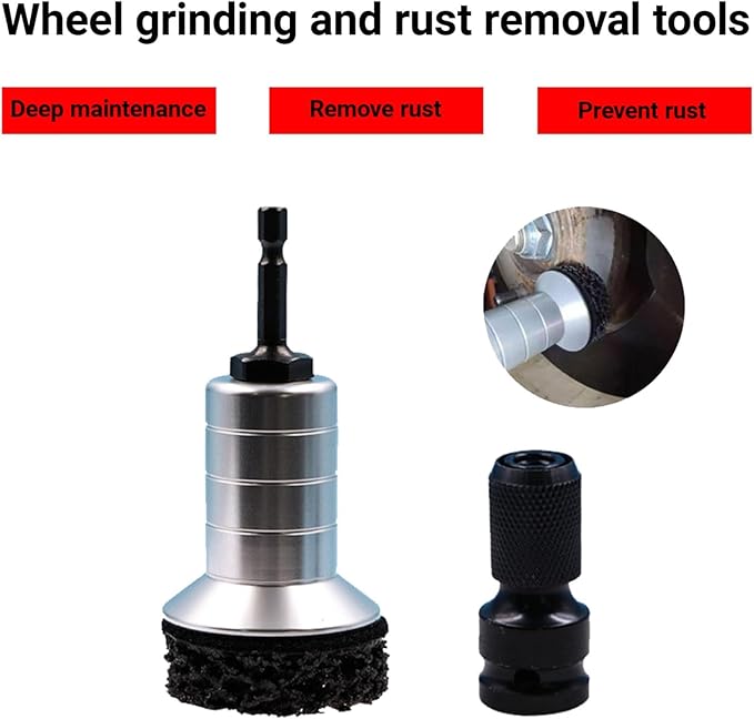 MYZKJBXNB Brake Hub Cleaning Kit, Wheel Hub & Stud Cleaner with 5 Pads, Drill/Impact Wrench Compatible, Rust & Debris Removal (Wheel Hub Cleaning Kit)