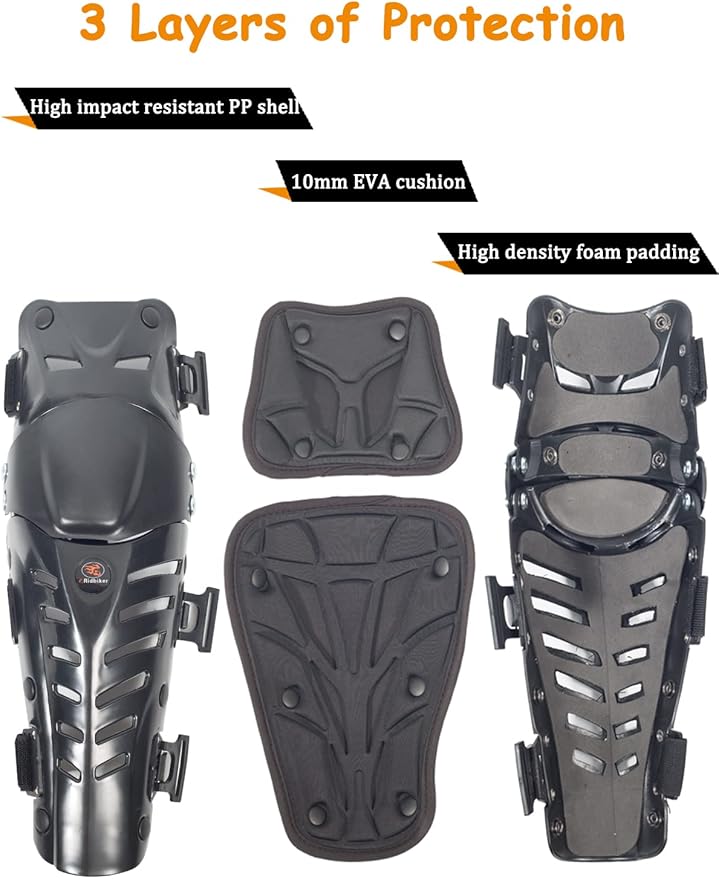 Motorcycle Knee Shin Guards, Long Leg Protection Crash Proof Motorcycle Knee Protection Bendable Adjustable MTB Knee Pads for Men Motocross Gear