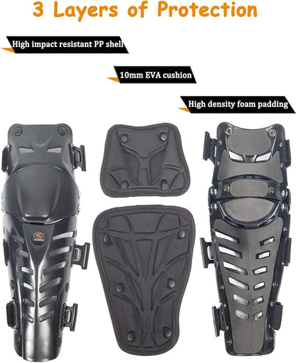 Motorcycle Knee Shin Guards, Long Leg Protection Crash Proof Motorcycle Knee Protection Bendable Adjustable MTB Knee Pads for Men Motocross Gear