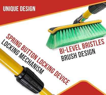 Mytee Products 2 Pack 10" Bi-Level Car Wash Brush and 4' to 8' Extendable Handle w/Soft Bristles Suitable for Auto RV Truck Boat Camper Exterior Washing Cleaning, Green