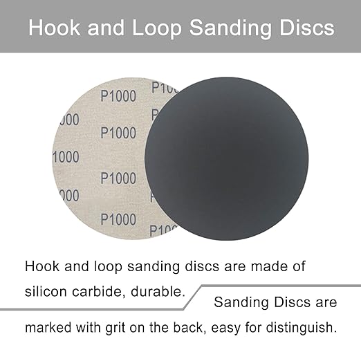 6 Inch 50 Pcs Wet Dry Sanding Discs Hook and Loop, 1000 1500 2000 3000 5000 Assorted Grit Waterproof Sandpaper Silicon Carbide for Random Orbital Sander, Automotive Wood Metal Polishing & Sanding