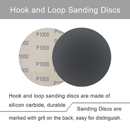 6 Inch 50 Pcs Wet Dry Sanding Discs Hook and Loop, 1000 Grit Sandpaper Automotive Wood Metal Polishing & Sanding, Silicon Carbide Sand Paper for Random Orbital Sander (Grit 1000)