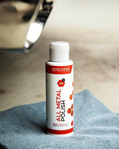Gtechniq M1 All Metal Polish 100ml - Produces A Clear Finish On Any Type of Metal, Will Not Burn or Scratch - Fast Results On Brass, Copper, Aluminum, Chrome, Silver, Stainless Steel, and More