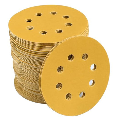 Aiyard 5-Inch 8-Hole Hook and Loop Sanding Discs 800-Grit Random Orbit Sandpaper, 100-Pack