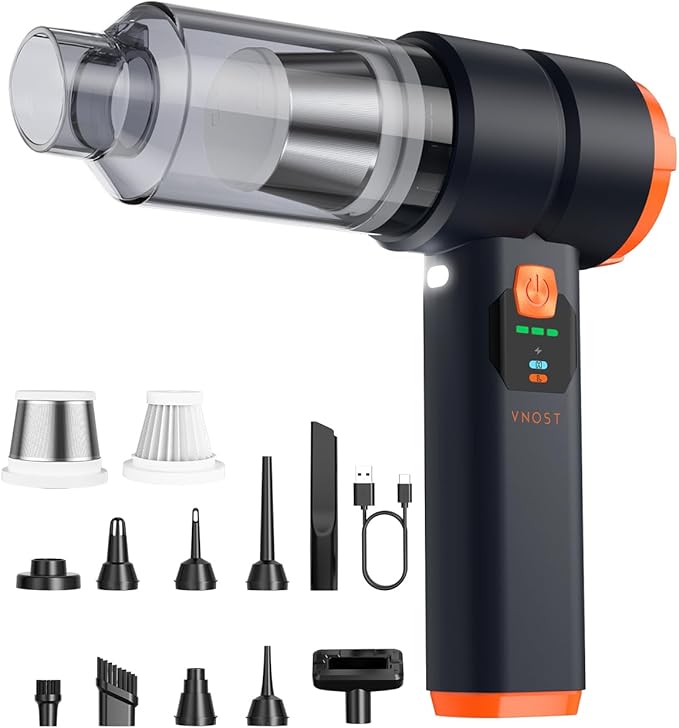 Car Vacuum Portable Cordless, 4-in-1 Handheld Vacuum Cordless with 30000PA Suction, 130000RPM, 6800mAh Battery, 10 Nozzles, Rubber Paint Material for Car, Home, Birthday Gifts for Men Dad Husband