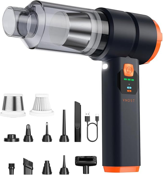 Car Vacuum Portable Cordless, 4-in-1 Handheld Vacuum Cordless with 30000PA Suction, 130000RPM, 6800mAh Battery, 10 Nozzles, Rubber Paint Material for Car, Home, Birthday Gifts for Men Dad Husband