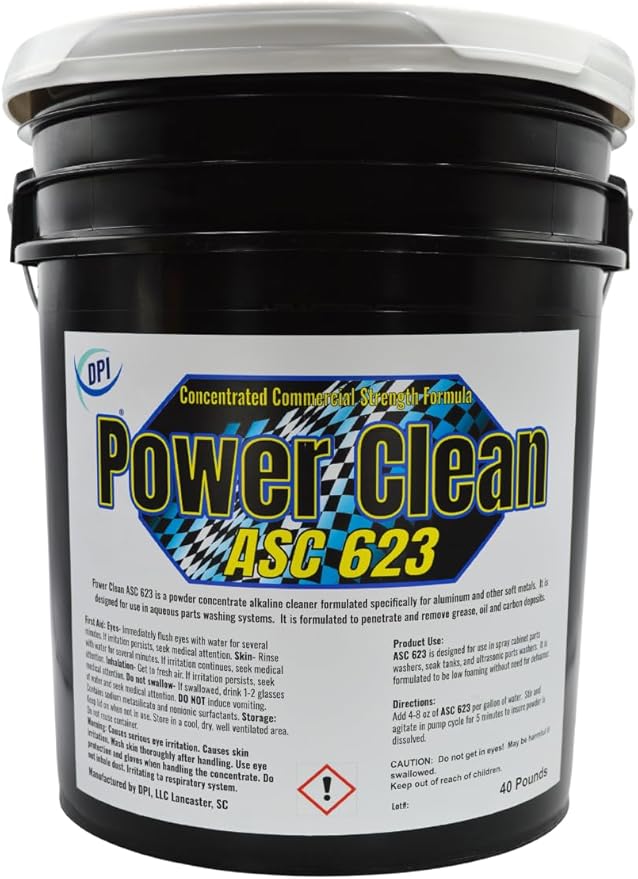 DPI Power Clean ASC 623, Auto Parts Cleaning Detergent Powder Concentrate, Aluminum and Soft Metal Safe- 40 lbs