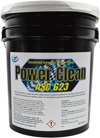 DPI Power Clean ASC 623, Auto Parts Cleaning Detergent Powder Concentrate, Aluminum and Soft Metal Safe- 40 lbs