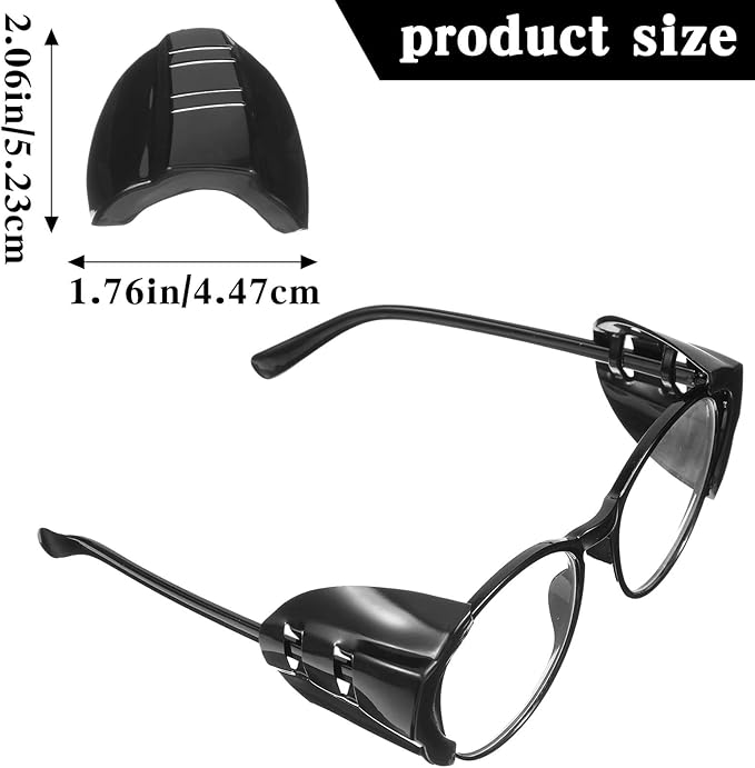 Gjinxi 2 Pairs Side Shields for Glasses, Flexible Safety Black Protective Eyewear Covers, Glasses Side Shields for Eyeglasses