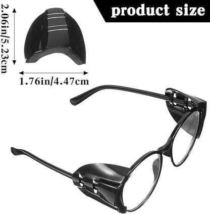 Gjinxi 2 Pairs Side Shields for Glasses, Flexible Safety Black Protective Eyewear Covers, Glasses Side Shields for Eyeglasses